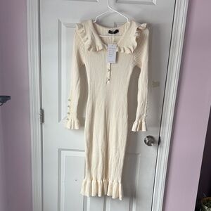 Chic Cream Maxi Dress with Ruffle Accents